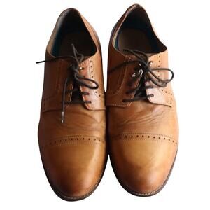 Nunn Bush Tan Leather Middleton Oxford Cap Toe 84779221 Men Dress Shoe 9.5W Wide